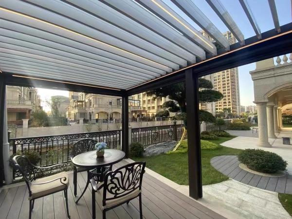 Outdoor Waterproof Electric Luxury Pergola Opening Roof Shutters Retractable