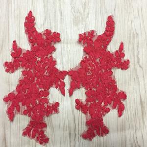 China Jacquard Cord Eyelash Lace Applique for Wedding Bridal Dress factory