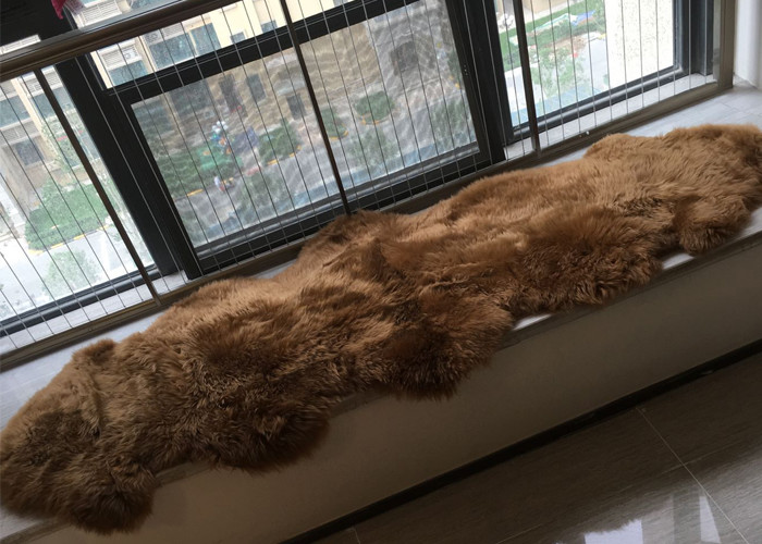 Real Australia Sheepskin 2 pelt sheepskin double Runners Home Brown Dyed Carpet