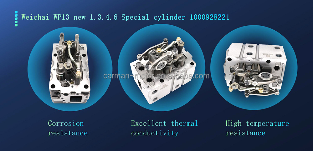 Construction Machinery Part 1001363831 Engine Cylinder Head for WEICHAI WP10 WP12 Four Valve Standard Size Construction Works