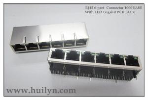China 6 ports RJ45 connector with transformer,RJ45 JACK factory