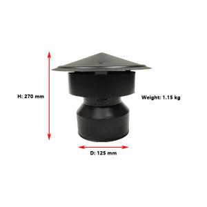 China 5&quot; Spigot Lock Wood Stove Pipe Rain Cap 5mm Oversized Prevents Downdraught factory