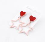 Rose Gold Pentagram Drop Earring for Women, Red Shell Stud Stainless Steel