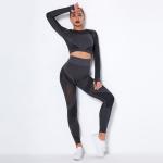 300gsm Women Activewear Sets With Thumb Hole Gym Mesh Yoga Clothing Sets