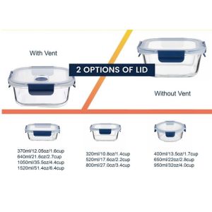 Customized Color Sprayed Stackable Glass Food Container with Vented Cool Lock PP