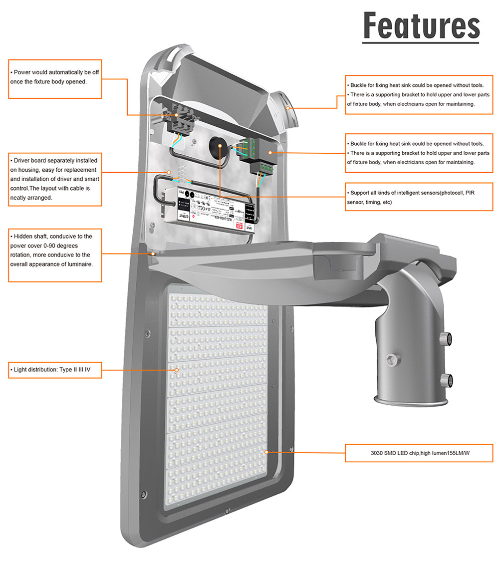 45W 75W Bright Solar Street Lights 100W 150W 200W 250W 300W Utra Thin