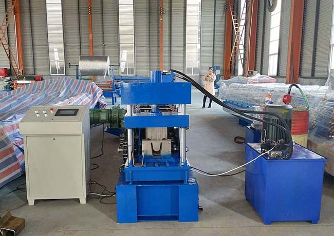 Blue Color Purlin Roll Forming Machine Yield Strength 235Mpa With 14 Steps Rollers