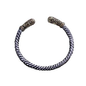 China Two Tone Golden Sterling Silver Cable Retro Bangel Bracelet (XH047649W) factory