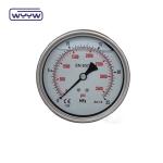 2.5 Inch Axial Liquid Filled Pressure Gauge Vibration Proof All Stainless Steel