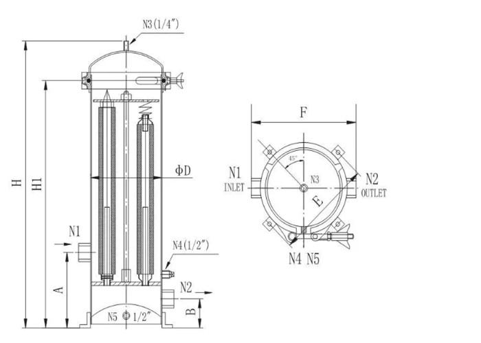 Chemical Cartridge Liquid Filter Housings 10 Inch For Wound Filter / Meltblown Filter