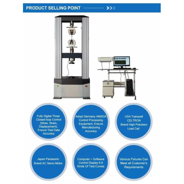Universal Tensile Testing Machine with Speed Control Accuracy ±0.2 Percent
