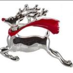 Christmas CZ / 925 Silver Brooch Round Red Shape CZ Pin Brooch For Anniversary