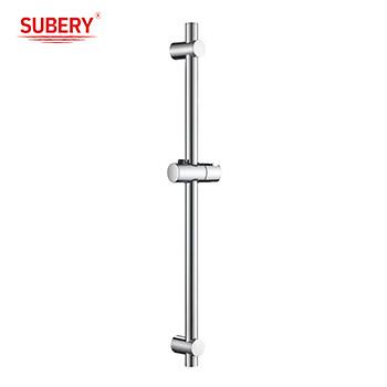 Adjustable Rod Hand Stand Standing Bathroom Head Stainless Steel Chrome Brushed