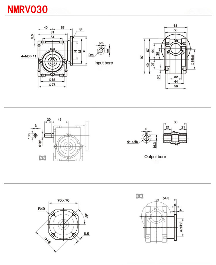 Industrial Output Flange Aluminum Worm Gear Reducer Nmrv30 High Reliability