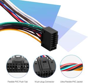 China 18AWG 4 Speaker 16 Pin Car Stereo Connector Electrical Wiring Harness factory