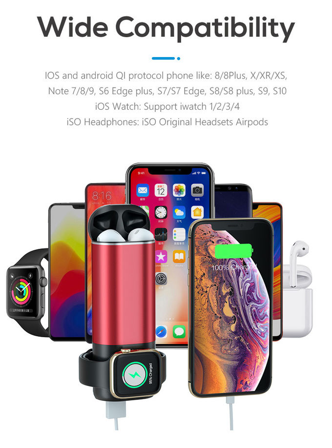 5200mAH CE Power Bank 3 In 1 QI Wireless Charger