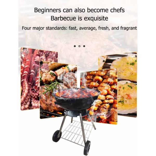 20 Inch Kettle Charcoal Grill, Outdoor Barbecue Grill for Camping/Backyard/Tabletop Cooking,with Wheels BBQ Kettle Grill