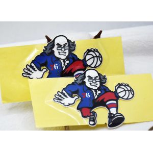 Custom Silicone Labels Cartoon Garment Patches Old Man Playing Basketball