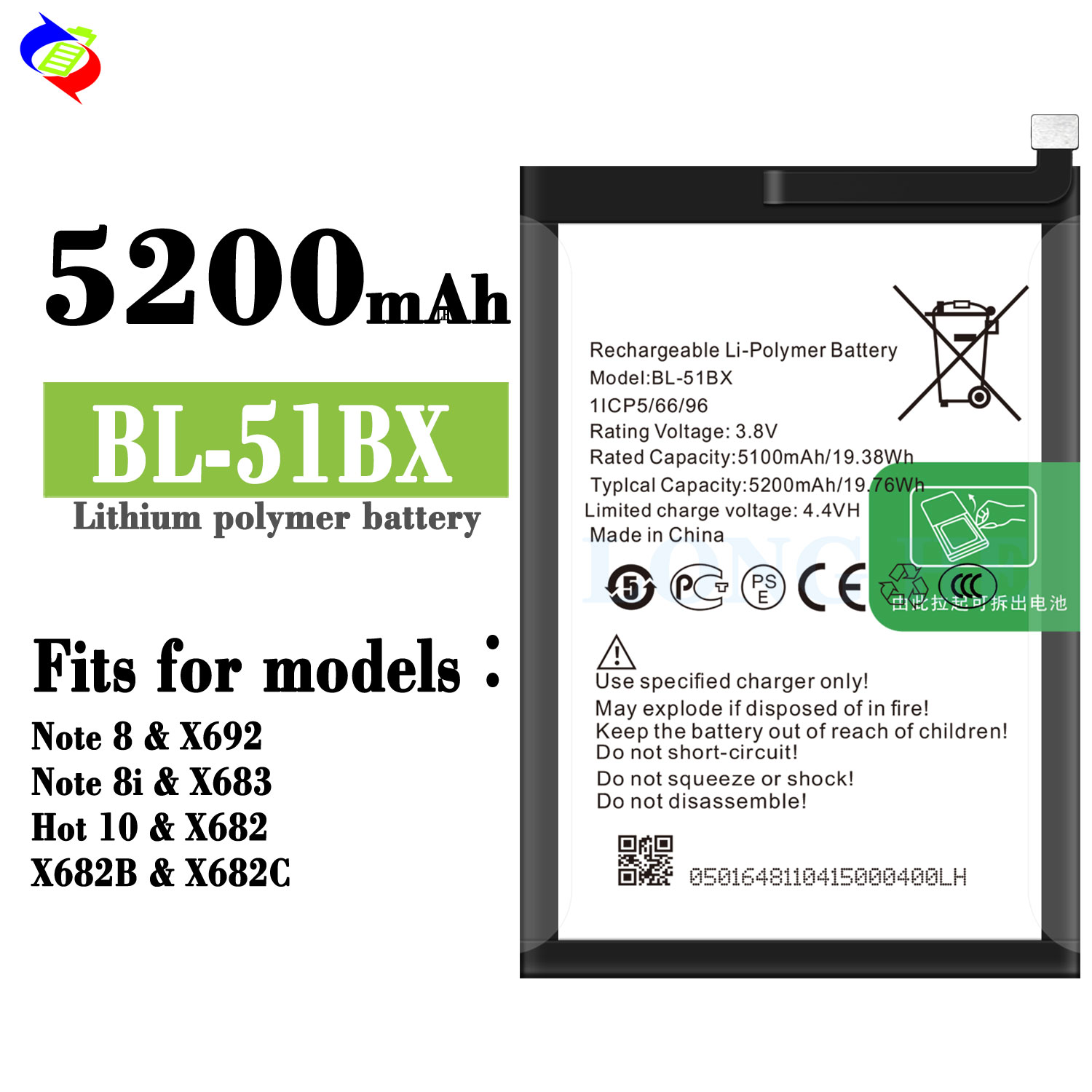 High Capacity BL-51BX X683 Battery for Infinix Note 8 X692 Mobile Phone System Model