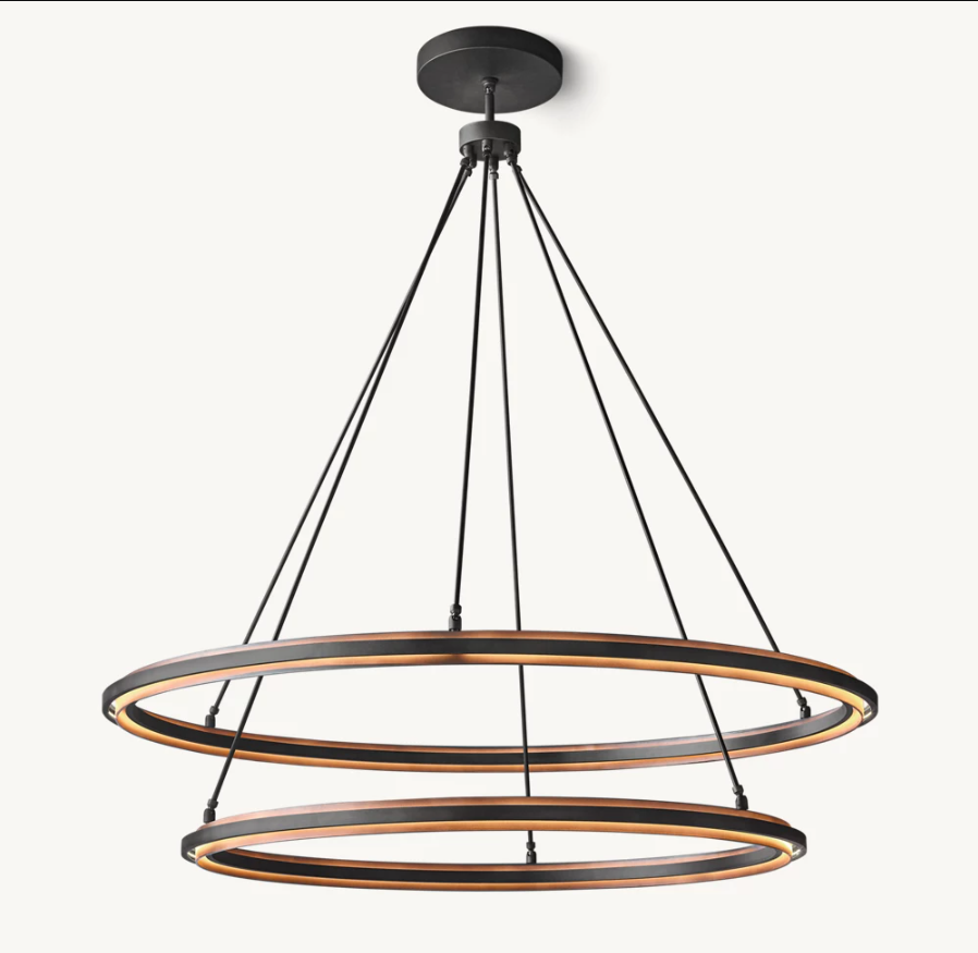 Modern Brass / Iron Peralta Two Tier Round Chandelier 60''