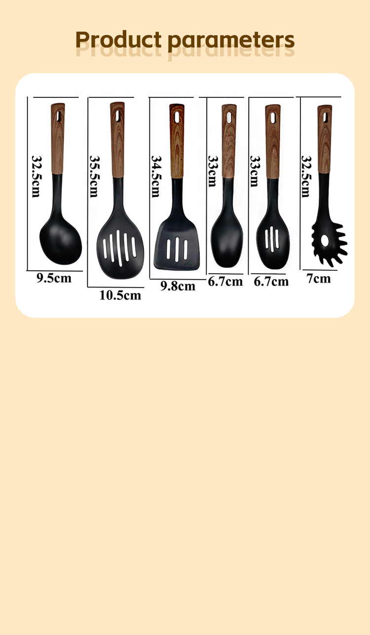 ODM or OEM Accepted 6-Piece Kitchen Utensils Set With Rotating Stand and Nylon ABS Handle