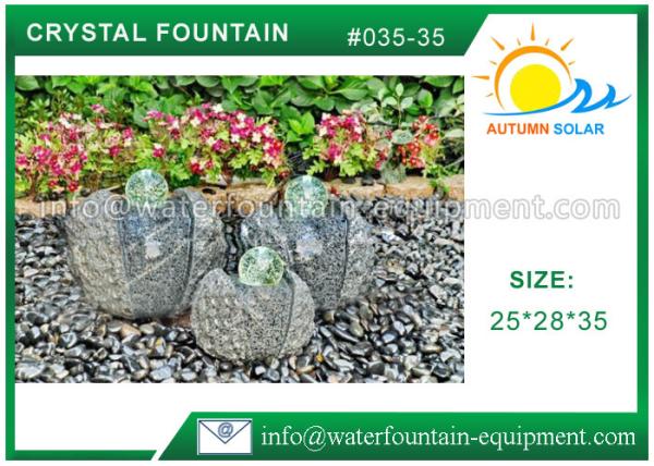 Artistic Cast Stone Garden Fountains Polished Surface With Three Crystal Glass
