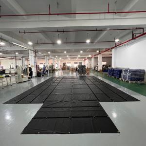 China 18oz PVC Tarpaulin Fabric Heavy Duty Lumber Tarps For Semi Trailer Flatbed factory