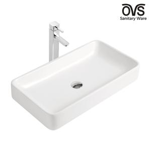 China White Counter Top Bathroom Sink 700mm 300mm Ceramic Rectangle Vessel Basin factory