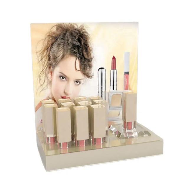 Foldable Display Shelf Cosmetic Store Flooring Steel PVC Wood Acrylic Paper