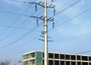 China Scar Electrical Power Transmission Steel Poles 35KV With Flange Connection factory