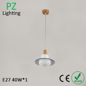China Single head E27 bulb Top grade Thailand Oak wood dinner pendant lamp with glass shade factory