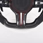 Red Stripes Black Alcantara Bmw Carbon Fiber Steering Wheel Plain Weave With