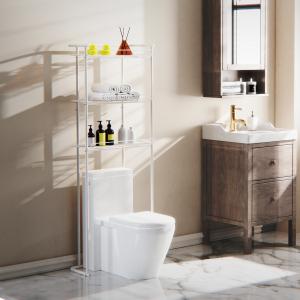 China 3-Layer Over The Toilet Shelves Multifunction Bathroom Storage Rack Bathroom Organizer Space Saver Shelving Units With Rod factory