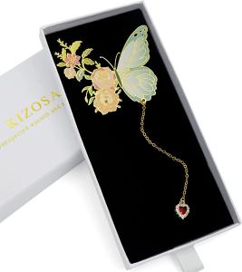 China 3D Metal Feather Bookmarks Personalized Silver Gold Plated Butterfly Bookmark Custom Design factory