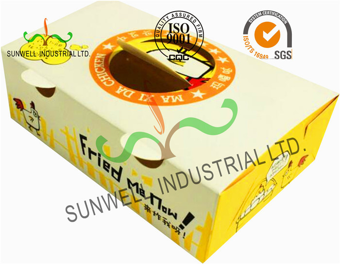Recycled Cardboard Fried Chicken Food Packaging Boxes Customized Size
