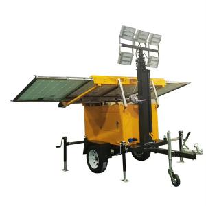 China Reliable Mobile Solar Light Tower With 4*150W LED Lights 4*250W Solar Panels factory
