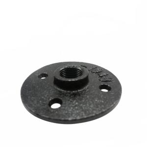 China Decorative Black Malleable Iron Floor Flange Four Holes For Shelf factory