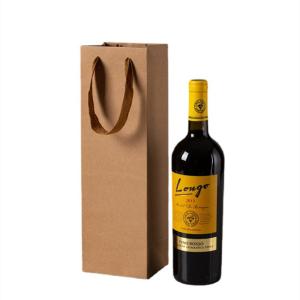 China Drawstring Handle Recyclable Paper Kraft Wine Bottle Box Bags Coated Paper factory