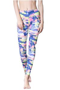 China CPG Global Women's Fitness Legging Sport Running Pants Yoga Watercolor Blue Print Super Slim HK14 factory