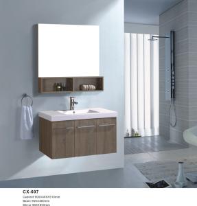 China 90cm Wide Pvc Wall Hung Bathroom Vanities With Ceramics Material Basin factory