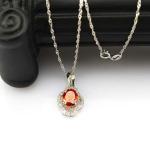 925 Silver Pendant Necklace 7x9mm Oval Lavender Amethyst Cubic Zirconia (PSJ030)