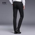 Side Pockets Men's Black Cuff Straight Trousers Breathable and Stylish for
