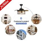 36 Inch Indoor Steel Cage E27*3 Bulb LED Invisible Ceiling Fan With Retractable