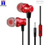 IPX2 3.5mm Wired Earphone With Microphone Metal Earbuds TPE Flat Cable