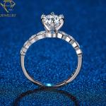 Pave Diamonds Wedding Silver Ring With Name Engraved