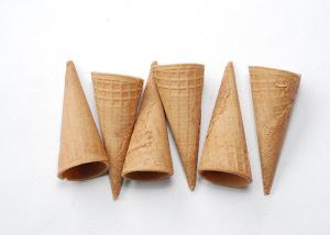 China Custom Size Chocolate Covered Waffle Cones For Shop , Golden Color factory