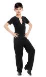 new offer latin dance clothes boy Ruffly blue white black modern dance stage