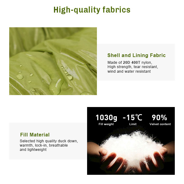 Outdoor Duck Down Wide Mummy Style Sleeping Bag Winter Sleeping Bags For Hiking