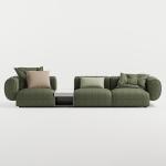 Luxury Comfort Sofa Furniture Set Green Fabric Elegant Interior Decoration