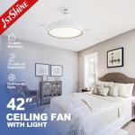 Contemporary Design 5 Speed LED Ceiling Fan with Hidden Blades 42 Inch Space